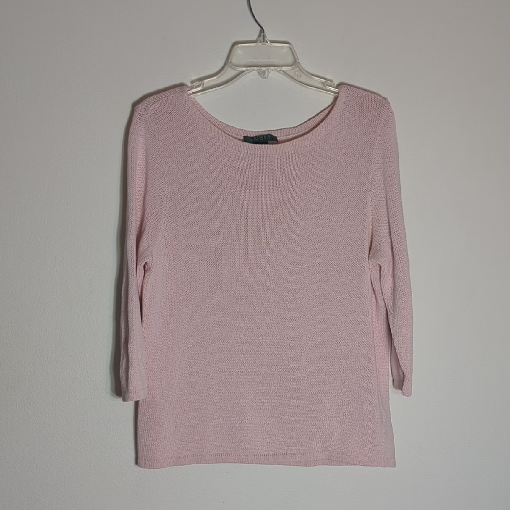 Lauren Ralph Lauren Womens Sweater Y2K Vintage 100% Cotton Ballet Blush Quiet XL